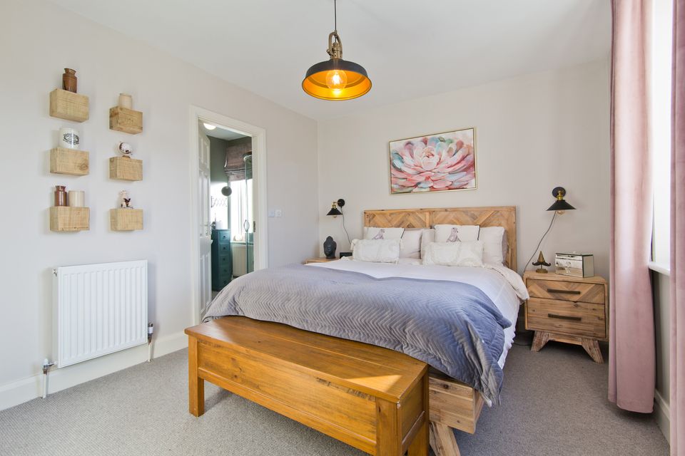 One of the bedrooms with en suite bathroom at 14 Castlelyon Avenue, Newcastle, Co Dublin